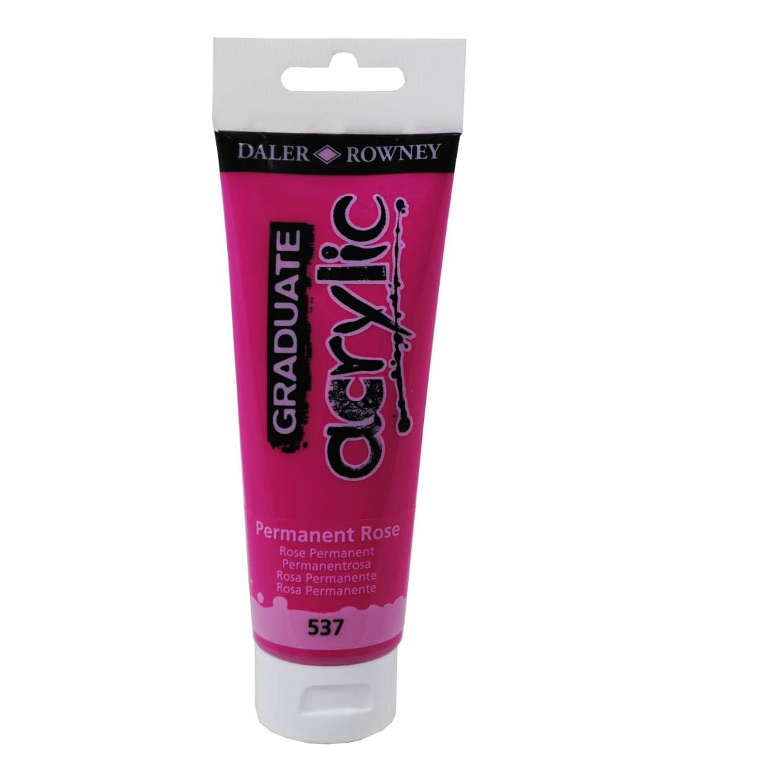 Daler-Rowney 120ml Acrylic Paint Tube - Permanent Rose | Professional Artist Paint for Canvas, Fabric & DIY Crafts