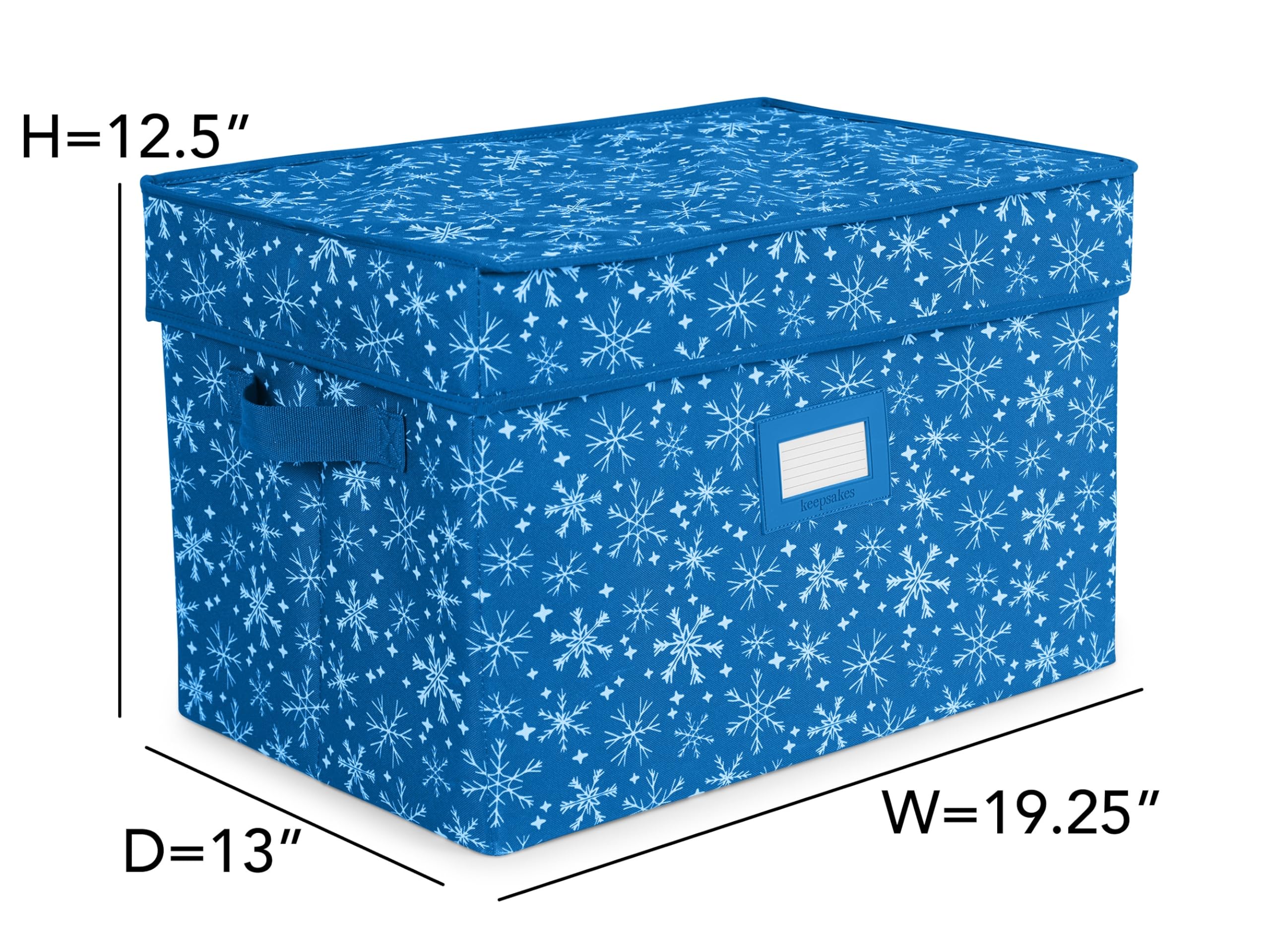 Covermates Keepsakes Adjustable Ornament Storage Box with Carrying Handles & Padded Protection - Holiday Decoration Organizer for Christmas Tree Ornaments (Blue Snowflake Design) - Perfect for Seasonal Storage & Home Organization