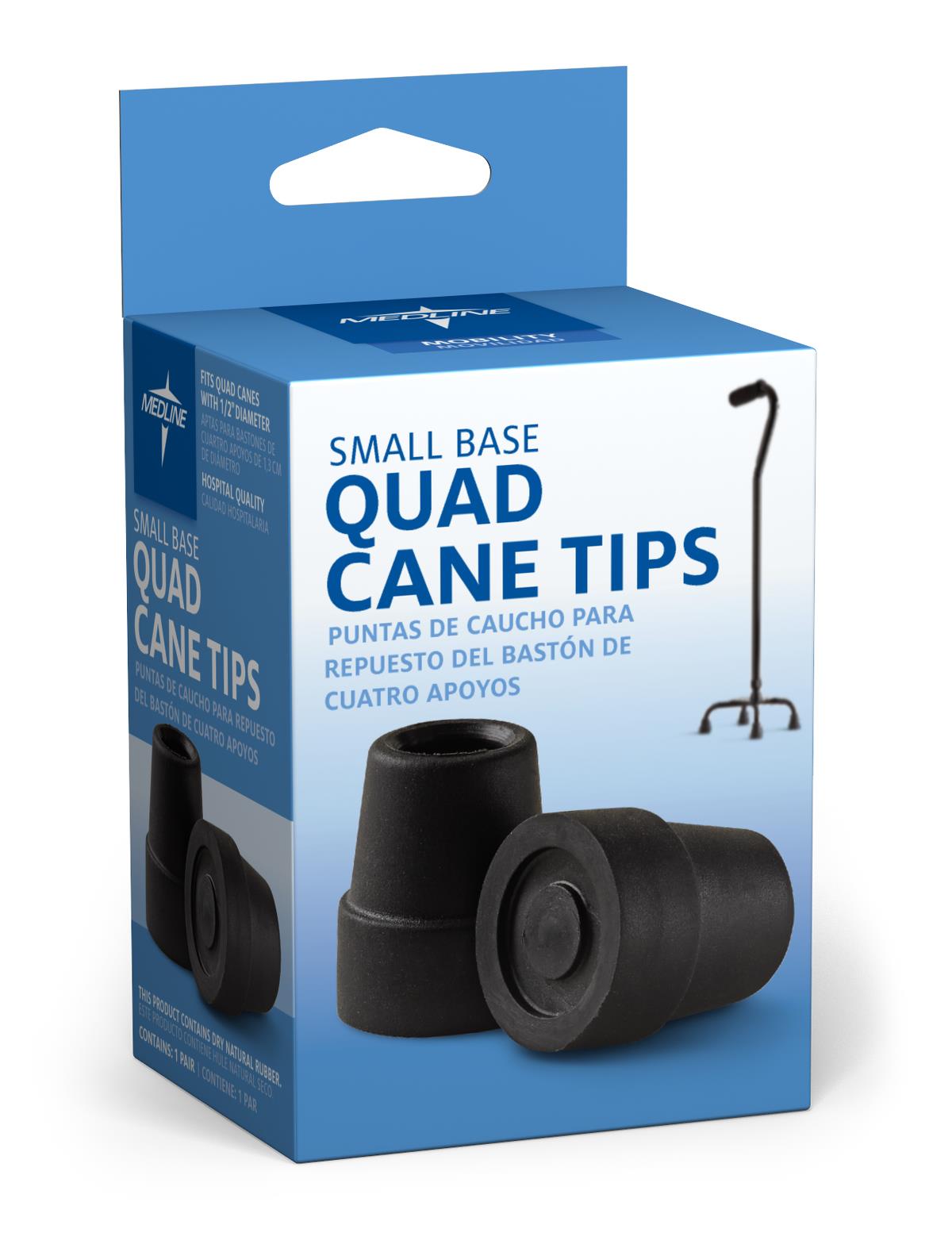 Quad Cane Tips 1/2 Inch - Non-Slip Rubber Replacement Tips for Walking Canes - Ideal for Indoor & Outdoor Use on Hardwood, Tile, and Concrete Surfaces