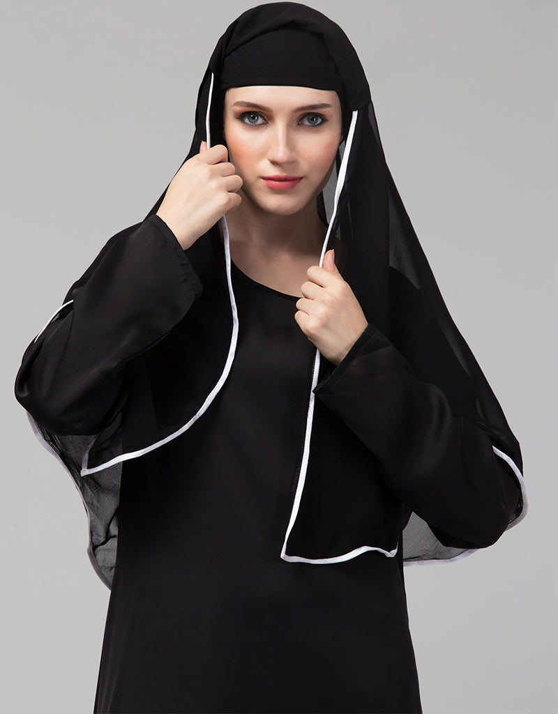 Elegant Black Georgette Hijab Scarf - Soft & Breathable Muslim Head Cover for Women - Perfect for Daily Wear, Prayer, and Special Occasions