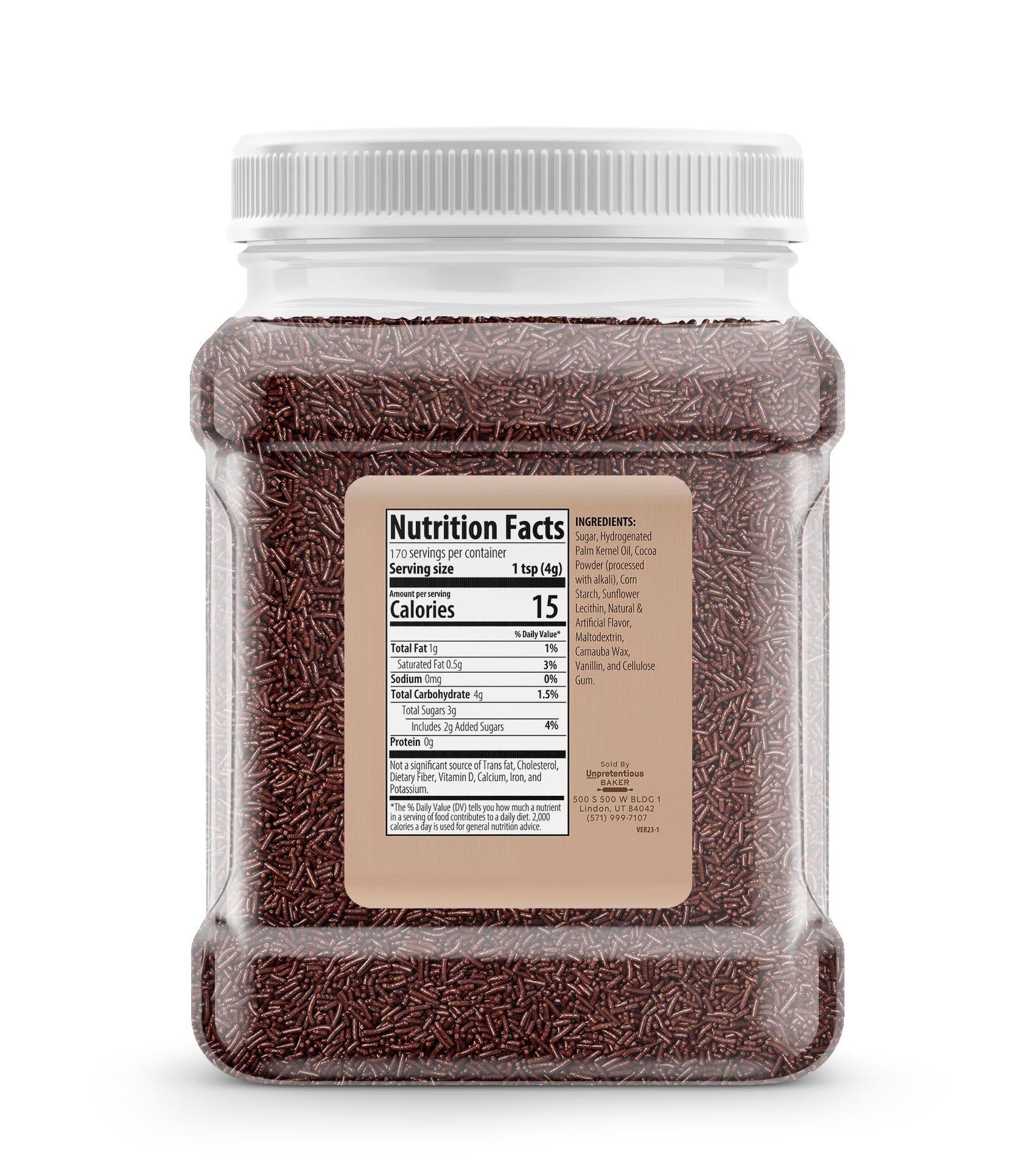Premium Chocolate Sprinkles 4 Cups - Real Cocoa Dessert Topping for Cakes, Cupcakes, Ice Cream & Baking Decorations