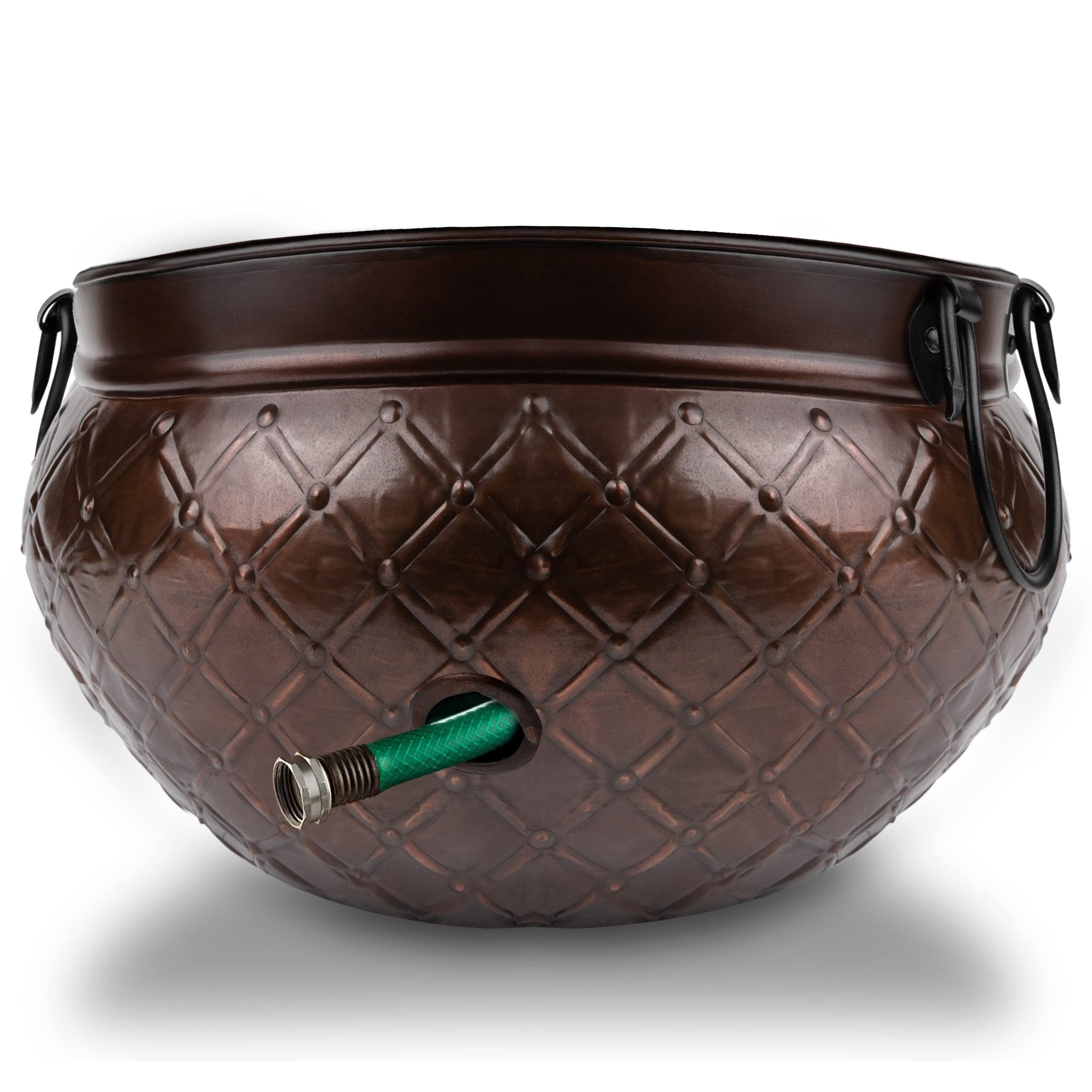 LifeSmart Heavy Duty Garden Hose Pot Storage Holder with Copper Accents - 16 x 12 Inch Water Hose Hider for Indoor & Outdoor Use | Holds Up to 150 ft Hose | Perfect for Patio, Yard, and Garage Organization