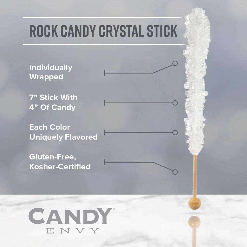 Black Cherry Flavored Rock Candy Sticks - Individually Wrapped (36 Count) - Perfect for Halloween Treats, Party Favors & Gift Baskets