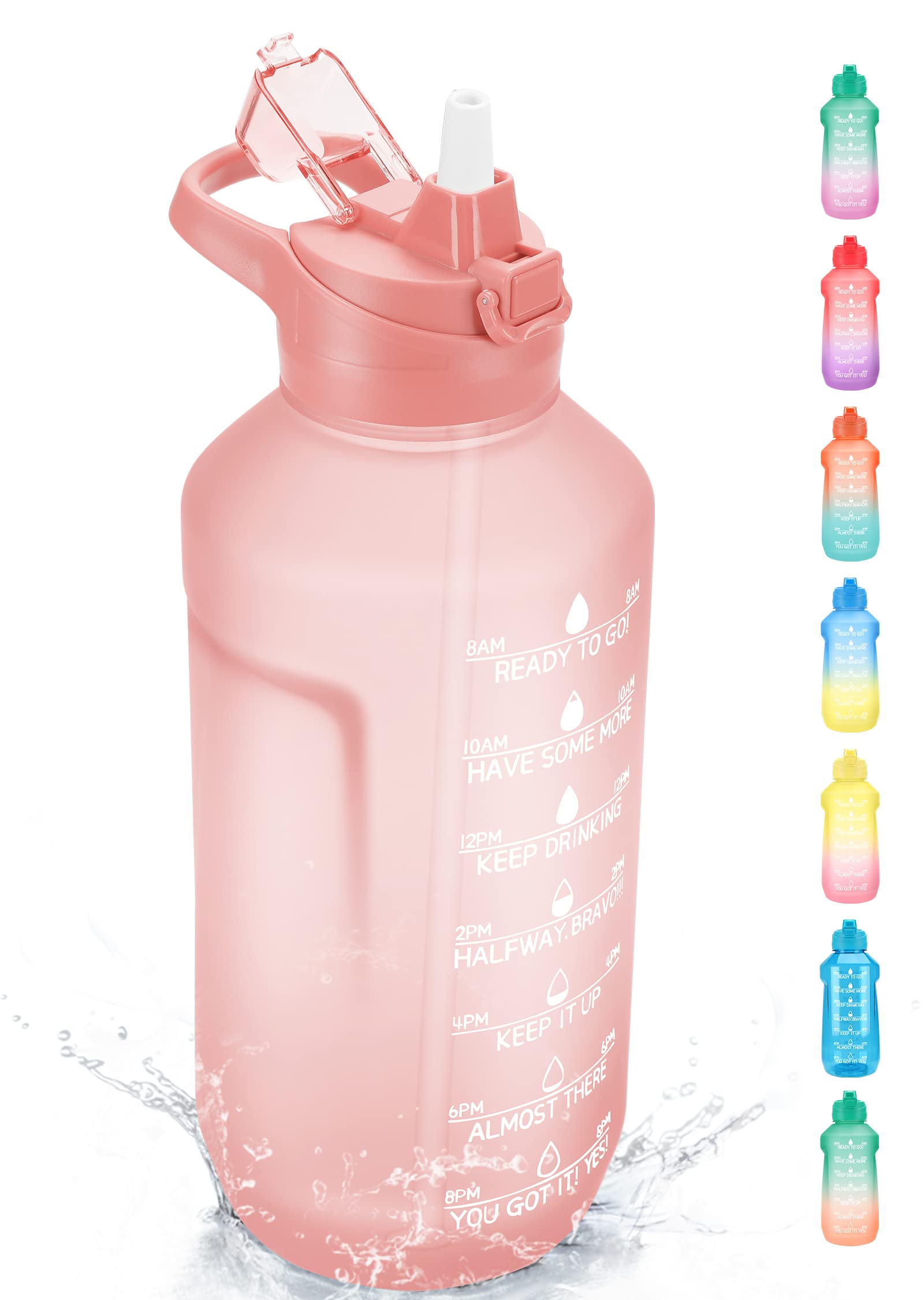 PASER 1 Gallon Motivational Water Bottle with Straw & Time Marker - Gossamer Pink - Ideal for Gym, Office, and Outdoor Hydration
