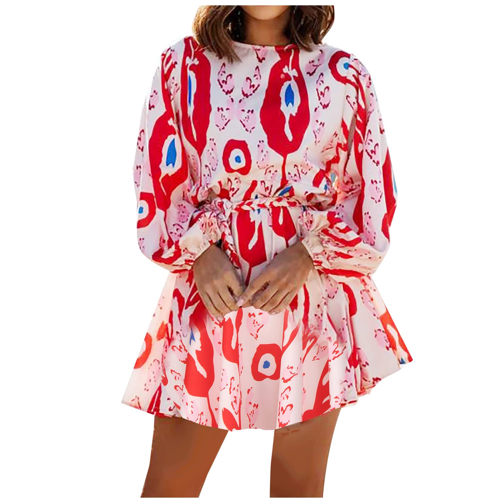 Stylish Women's Summer Casual Slim Fit Printed Short Sleeve Round Neck Dress - Perfect for Beach Outings, Date Nights & Office Wear