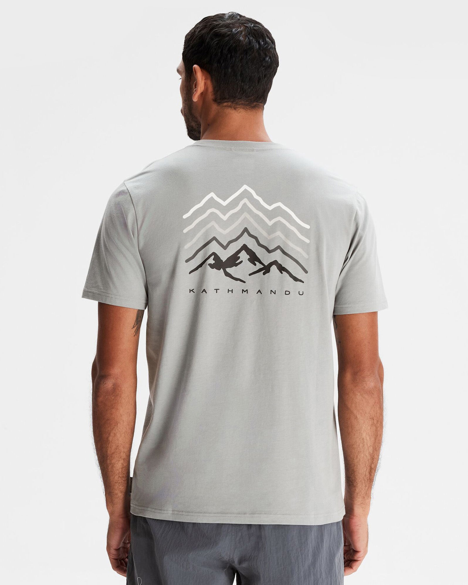 Men's Mountain Rays Organic Cotton T-Shirt - Light Moon - Soft & Breathable for Hiking, Camping & Outdoor Adventures