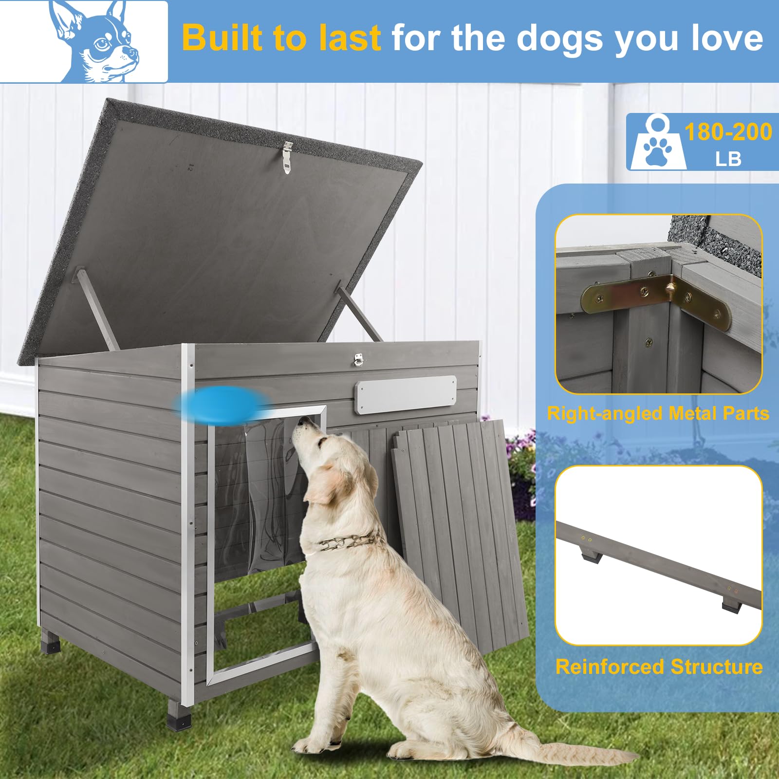 **Weatherproof Wooden Igloo Dog House for Small to Large Dogs – Outdoor Raised Feet, Removable Floor & Waterproof Design – Perfect for Backyard, Patio, or Garden Use (PET65)**