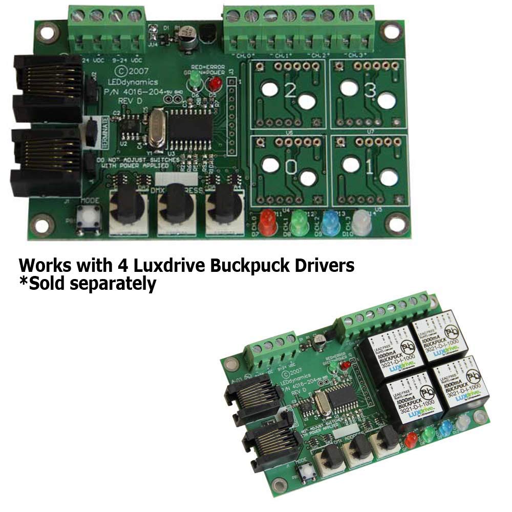 QuadPuck - 4 Channel DMX Constant Current LED Controller for Stage Lighting, DJ Shows, and Architectural Lighting