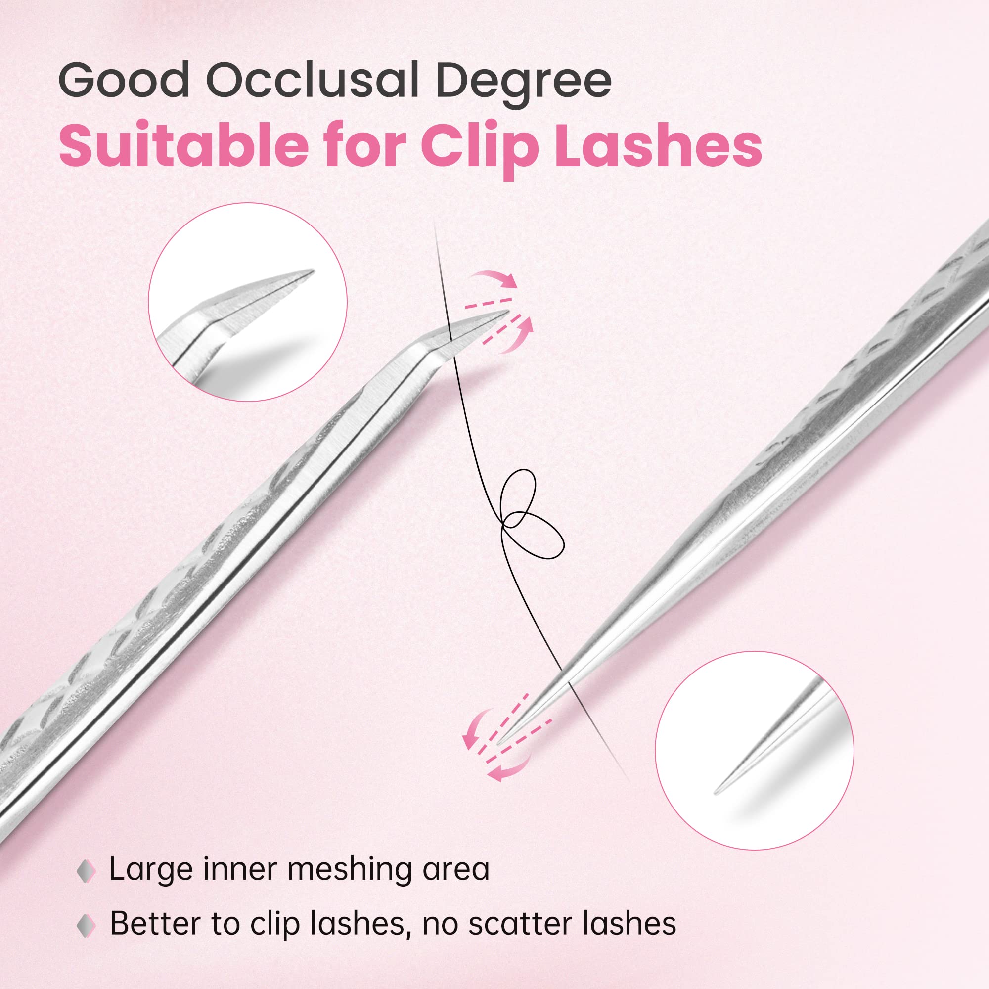 3pcs Stainless Steel Eyelash Tweezers Set - Silver Straight, Curved & Angled Tips for Professional Lash Extensions | Semi-Permanent Lashes & Beauty Salon Use | Perfect for DIY Home Lash Application