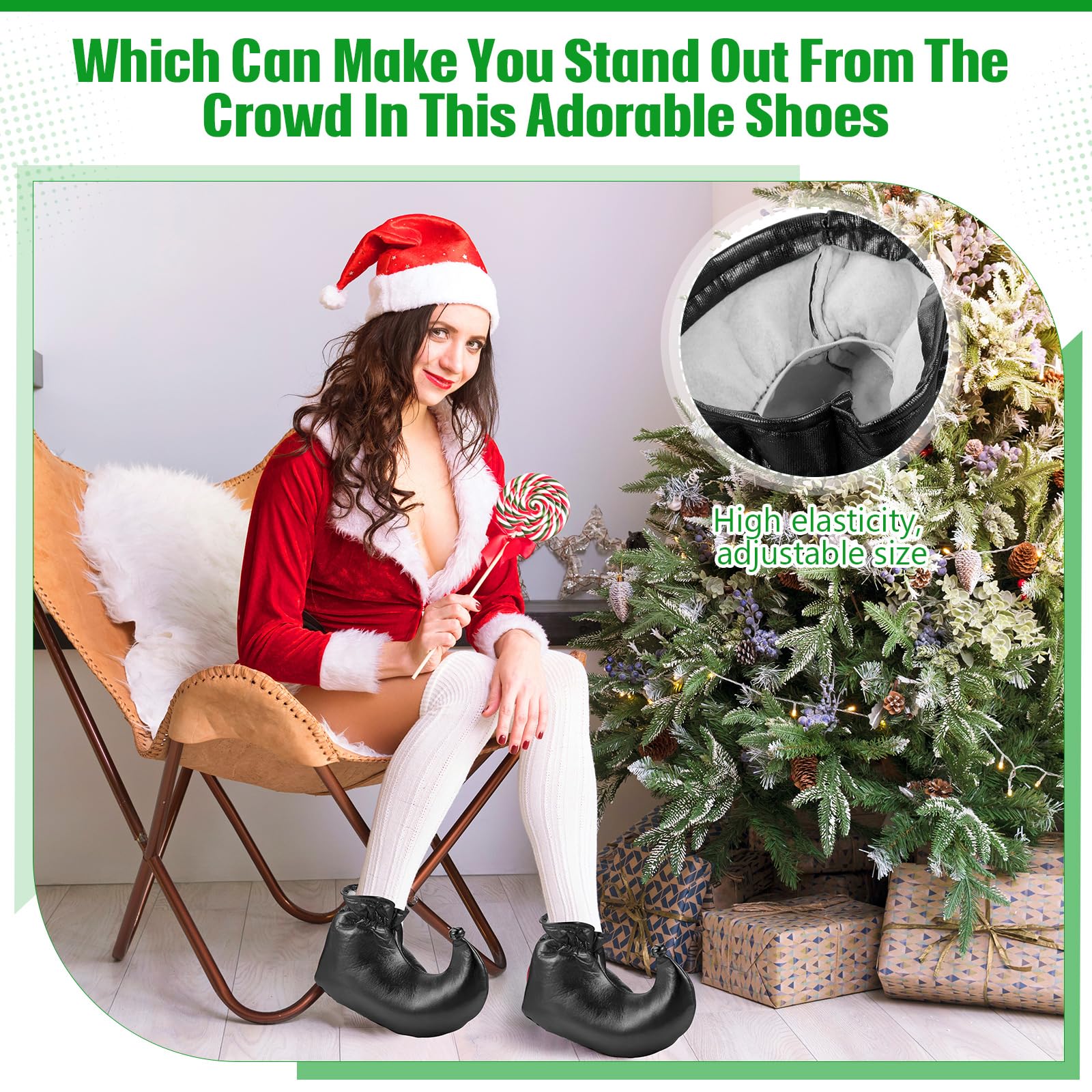Adult Elf Shoes & Jester Shoes - Christmas Costume Accessories for Cosplay, Halloween, and Holiday Parties | Novelty Deluxe Elf Costume Footwear