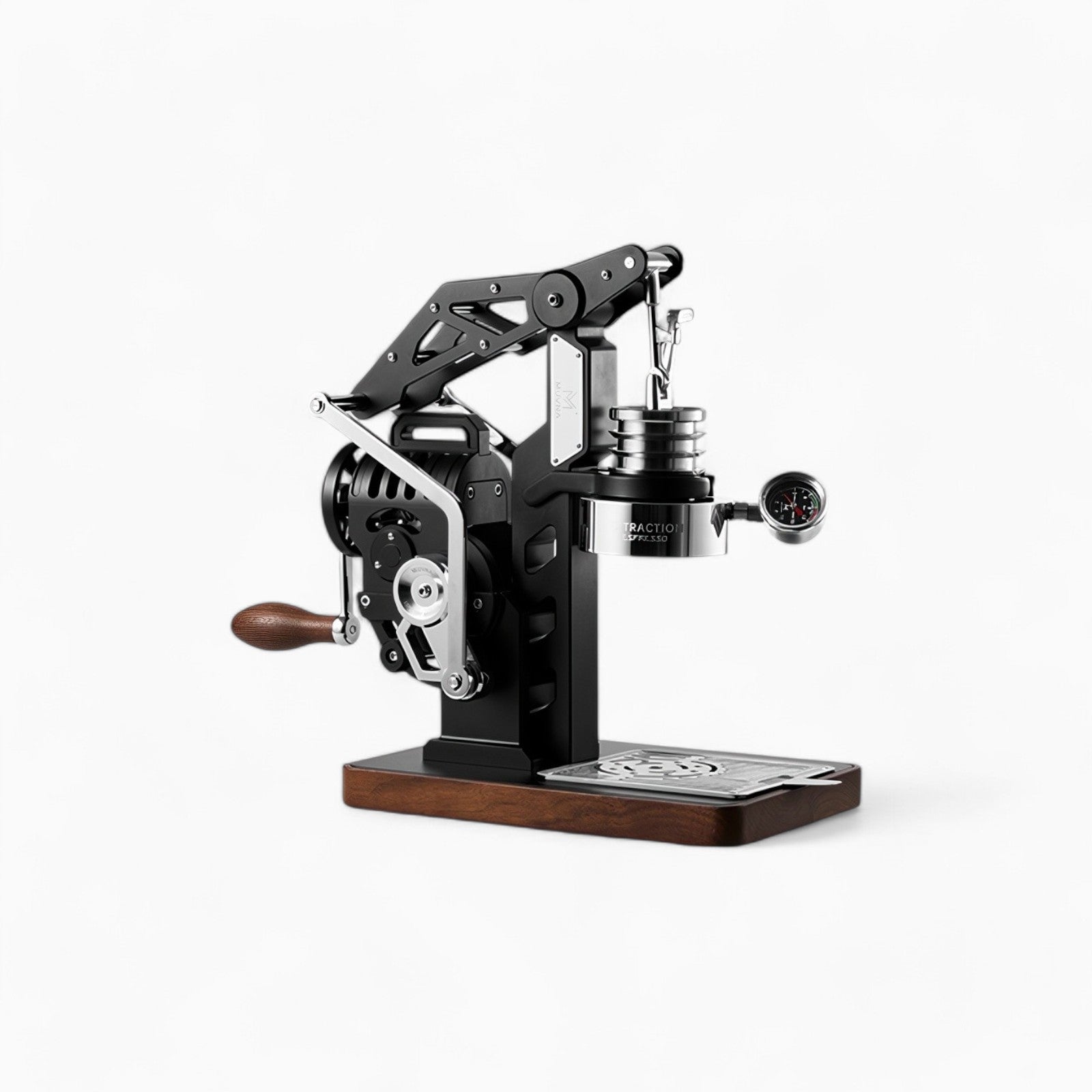 MUVNA Mach M8 Manual Hand Crank Espresso Maker - Portable Coffee Machine for Camping, Travel & Home Use - Stainless Steel Italian Style Espresso Maker