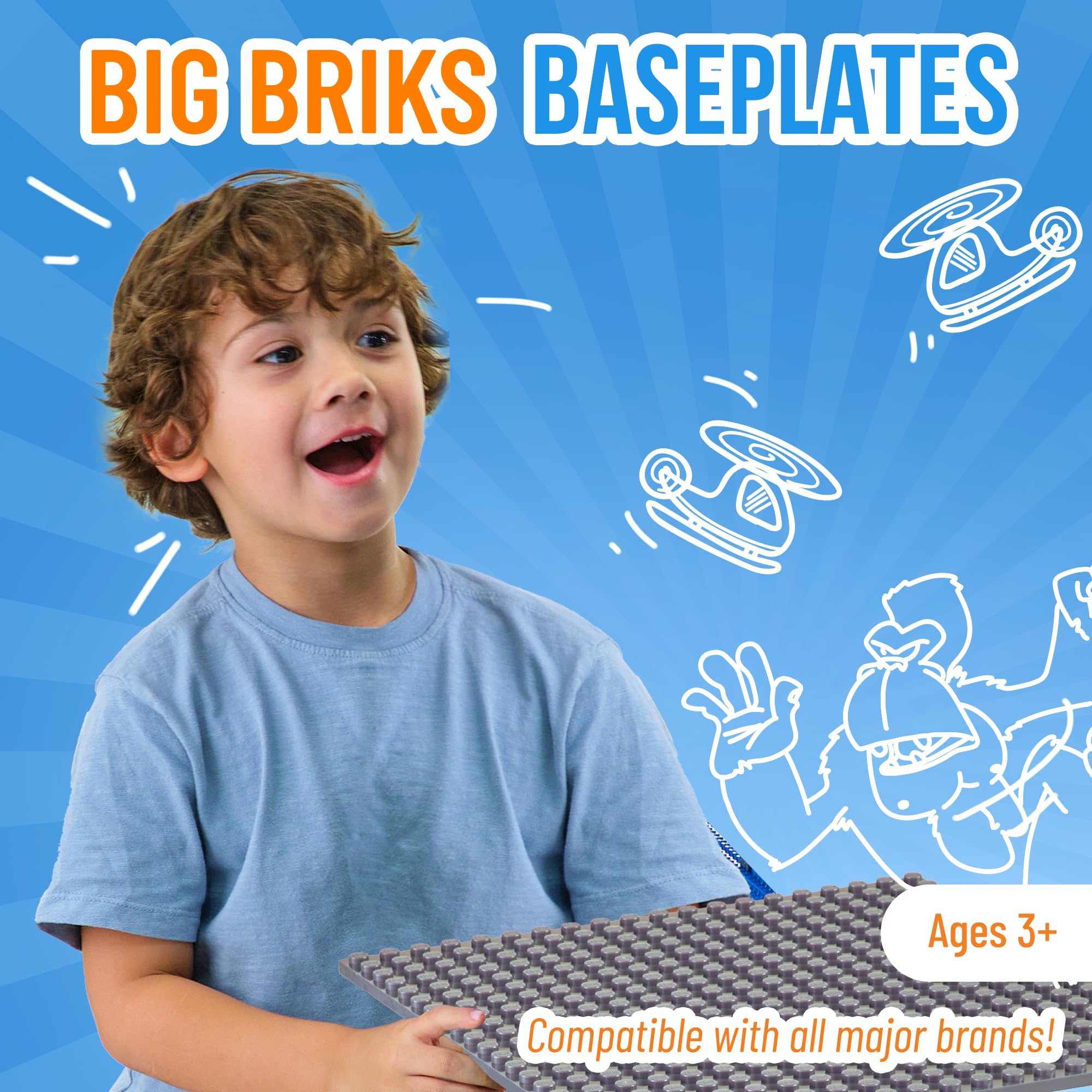 Strictly Briks Lego-Compatible Stackable Baseplates - Large Peg Building Blocks for Kids Ages 3+ | 100% Compatible with All Major Brands | 13.75