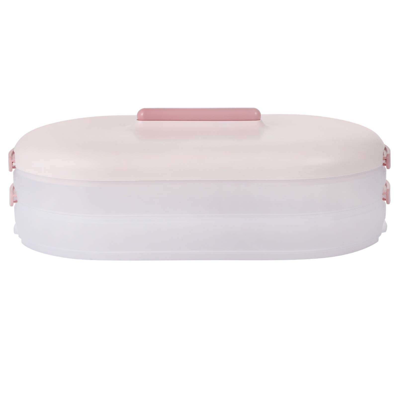 Stackable Nonstick Plastic Food Storage Containers with Lid - Airtight Fridge Organizer for Dumplings, Snacks, Fruits & Drinks | Pantry & Kitchen Organization | BPA-Free, Space-Saving (Pink)