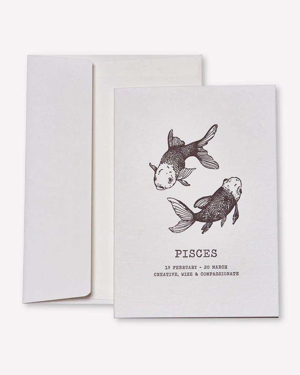 Zodiaque Moon | Pisces Letterpress Greeting Card - Elegant Astrology Birthday Card for Women & Men - Perfect for Birthdays, Anniversaries & Zodiac Gifts