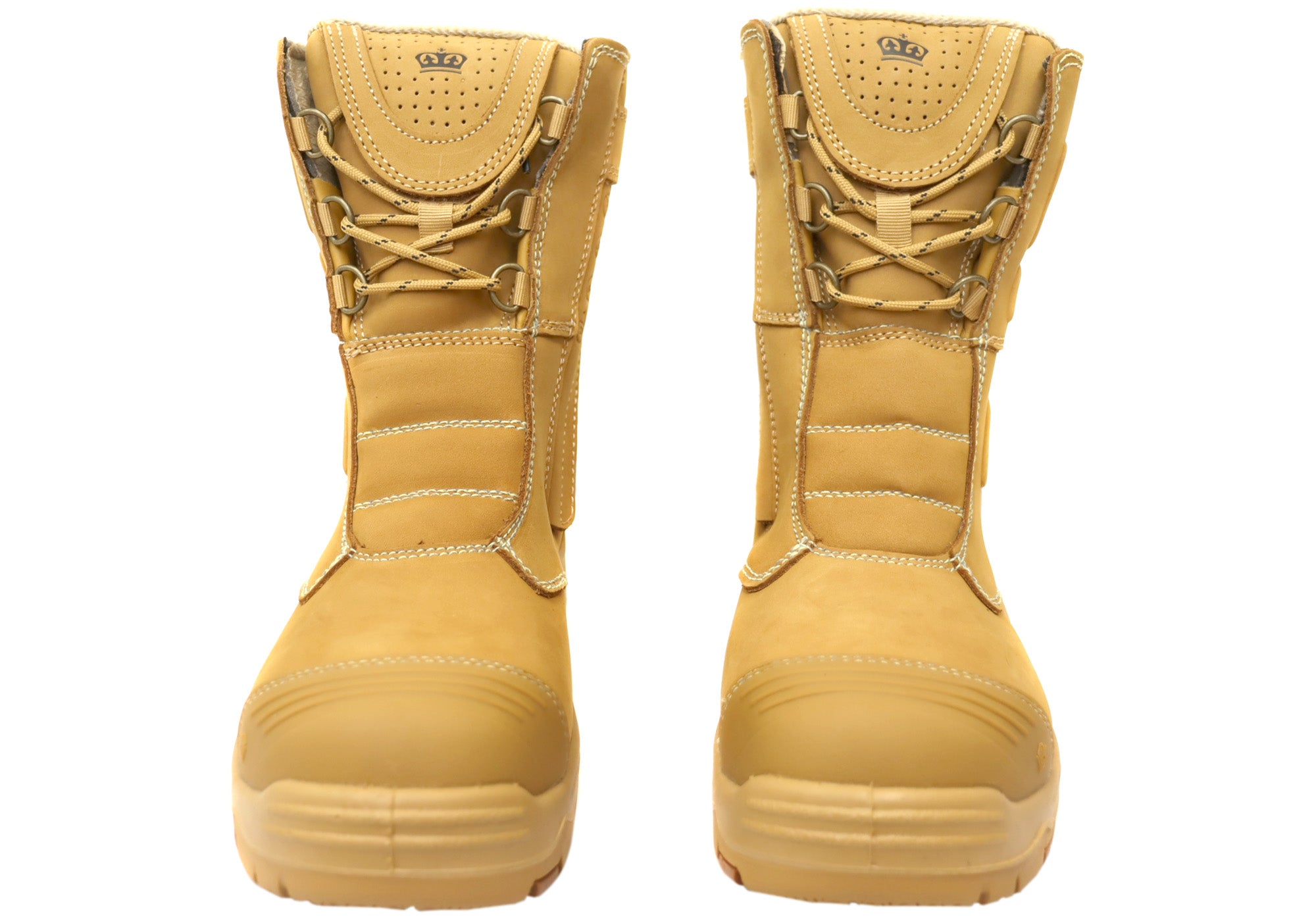 KingGee Men's Bennu Pro 9 Comfortable Leather Work Boots - Wheat Brown Steel Toe Safety Shoes for Construction, Warehouse & Outdoor Work