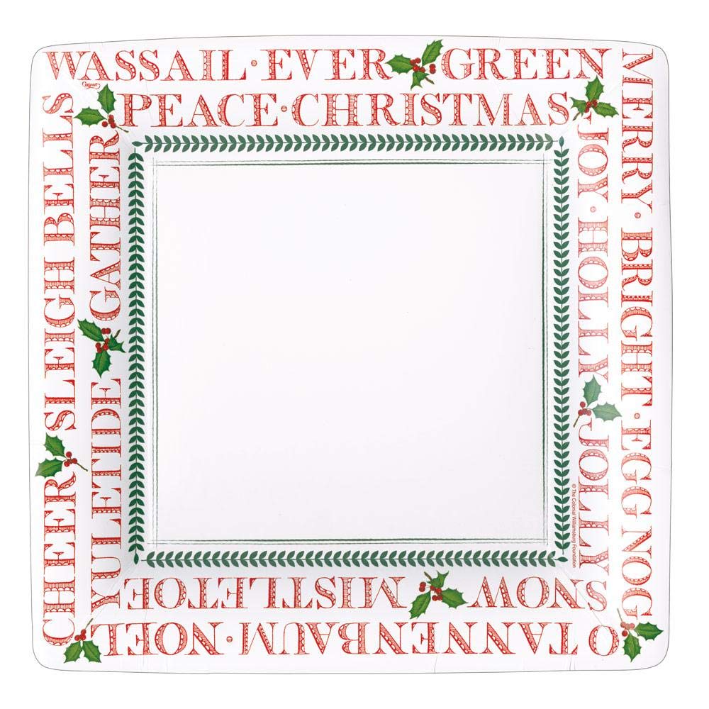 Caspari Yuletide Cheer Holiday Paper Dinner Plates - Pack of 8 | Festive Christmas Party, Thanksgiving Dinner & Seasonal Celebration Tableware