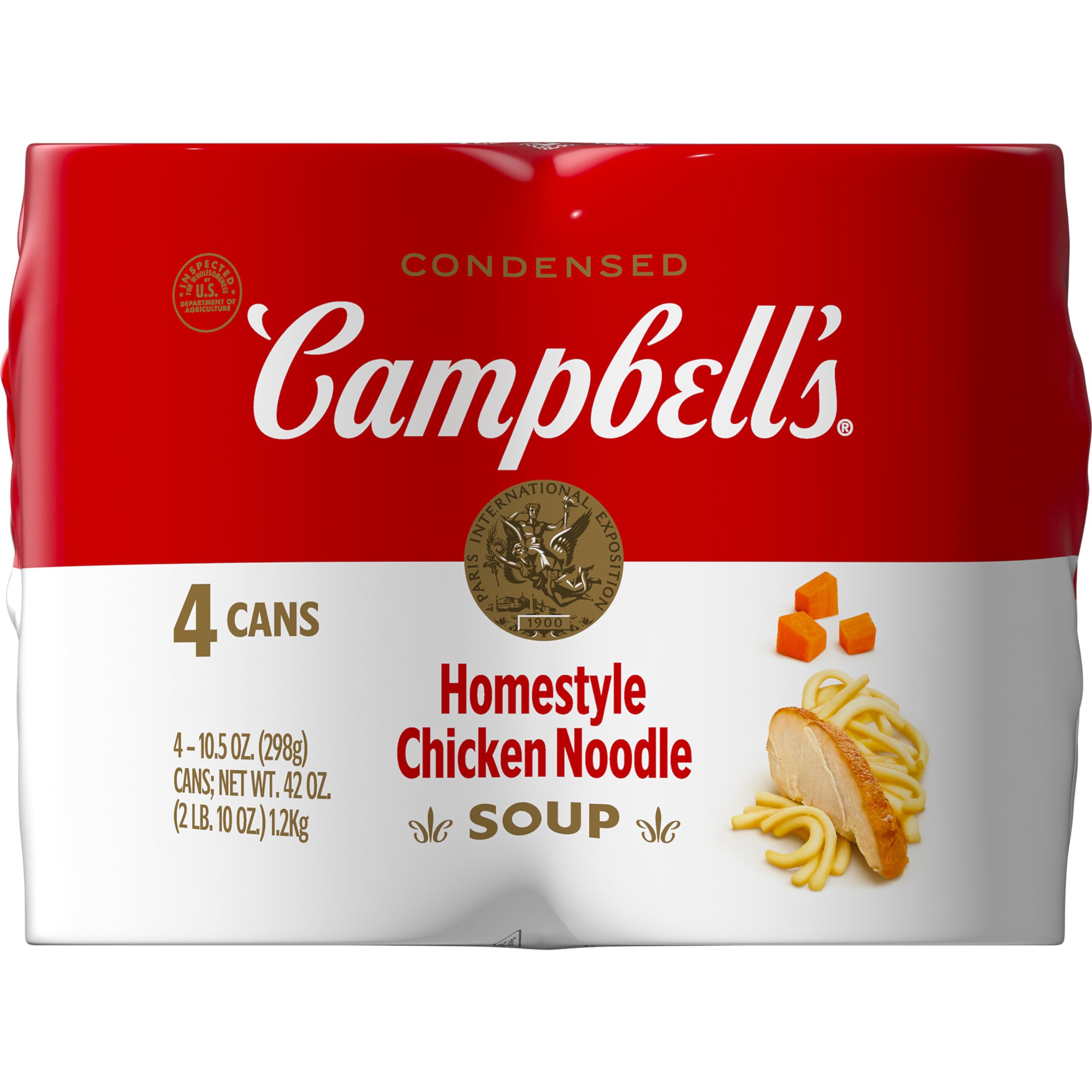 Campbell's Homestyle Chicken Noodle Soup - 10.5 oz Canned Soup (4-Pack) | Quick & Easy Meal, Lunch, Dinner, Comfort Food for Cold Days & Busy Weeknights