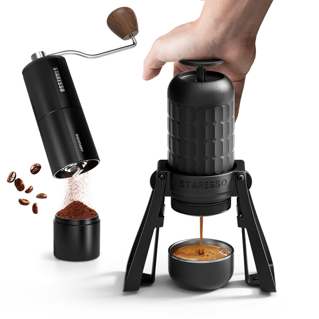 STARESSO Plus Portable Espresso Maker SP300 PLUS - Compact Travel Coffee Machine for Camping, Office & Home Use - Manual Espresso Maker with 18 Bar Pressure Pump