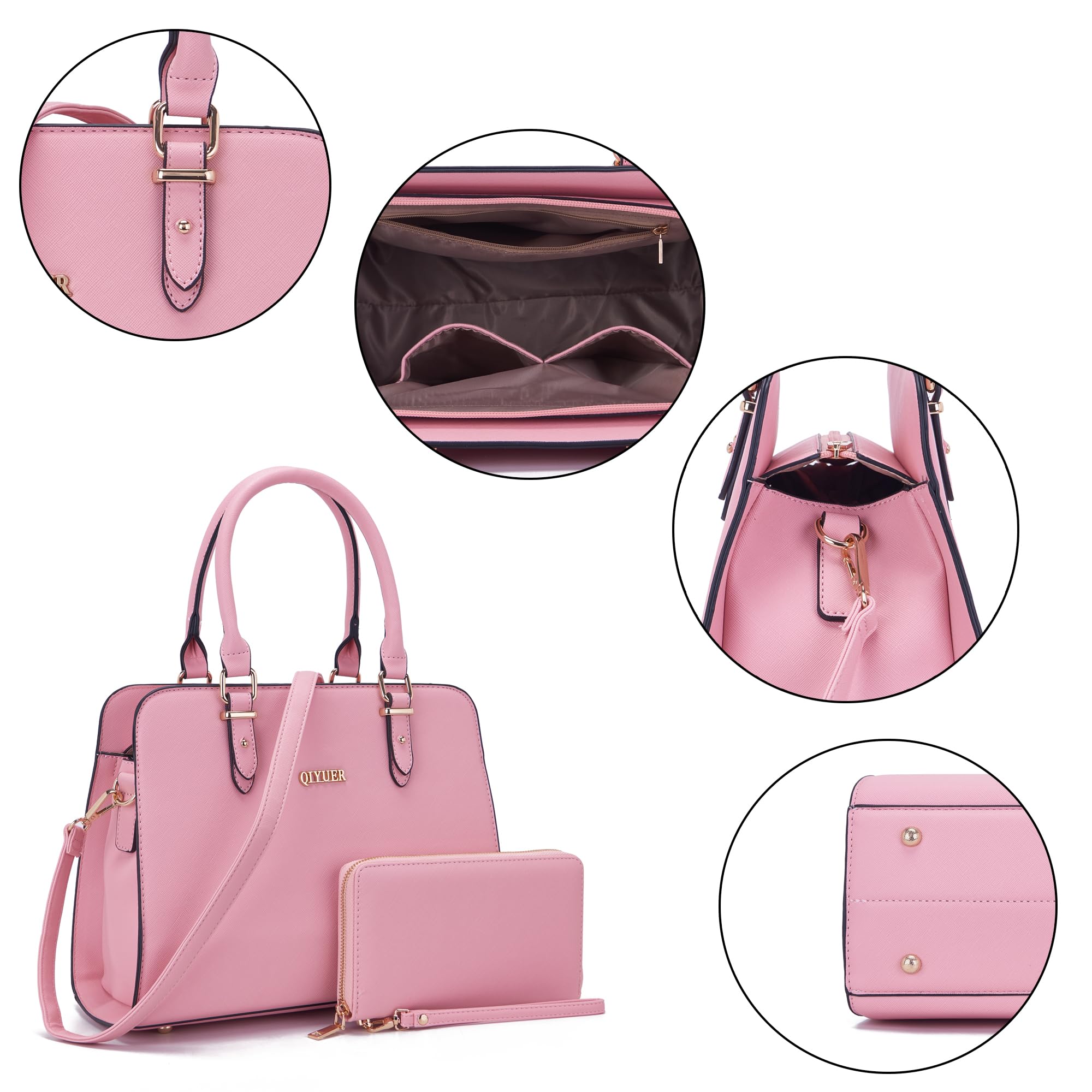 Stylish Qiyuer Women's Satchel Purse & Wallet Set - Top Handle Work Tote Bag (2-Piece) - Perfect for Office, Travel & Everyday Use
