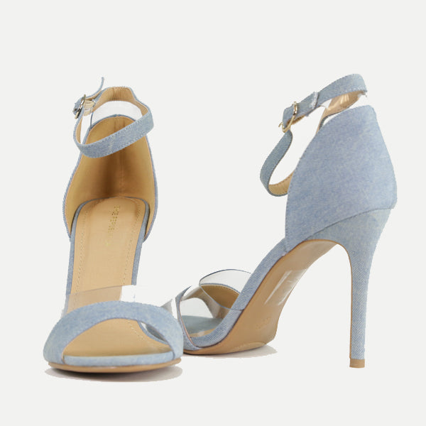 Audora Women's Light Blue & Clear High Heel Sandals - Comfortable Summer Party Shoes for Weddings, Beach Vacations & Night Out