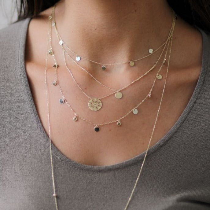 14K Yellow Gold Peridot Drop Pendant Necklace - Dainty Bezel Set Disc Charm Jewelry for Women, Perfect for Everyday Wear & Special Occasions