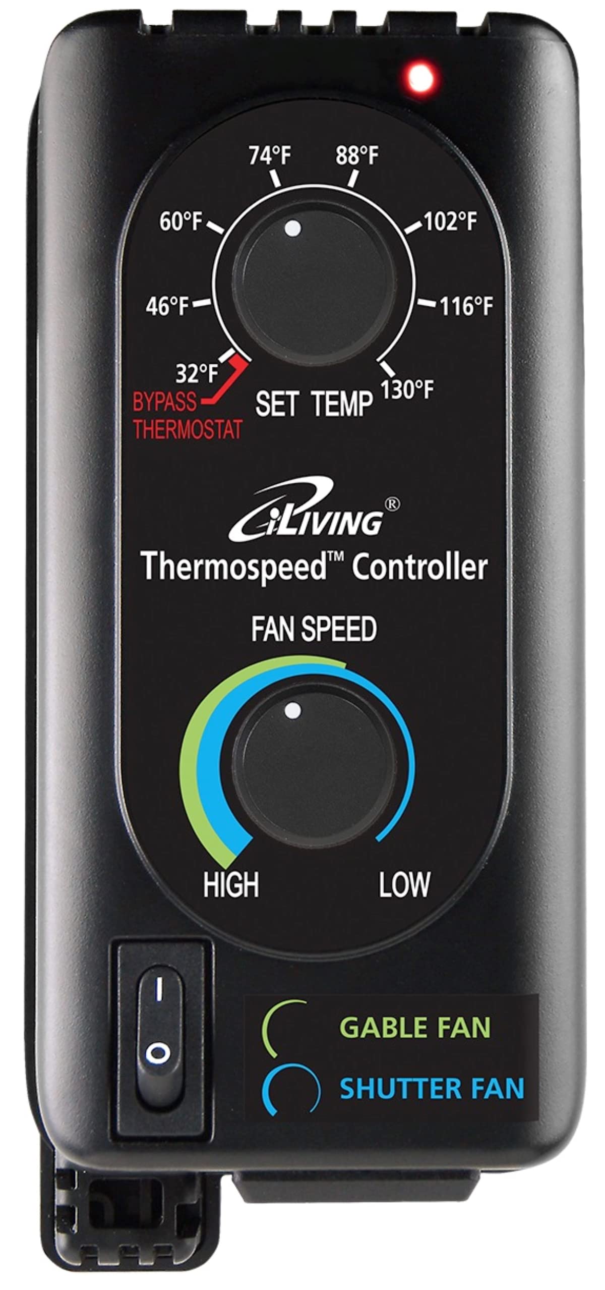 iLIVING ILG8SFST Thermospeed Exhaust Fan with Temperature & Speed Controller - Black - Ideal for Attic, Garage, and Warehouse Ventilation