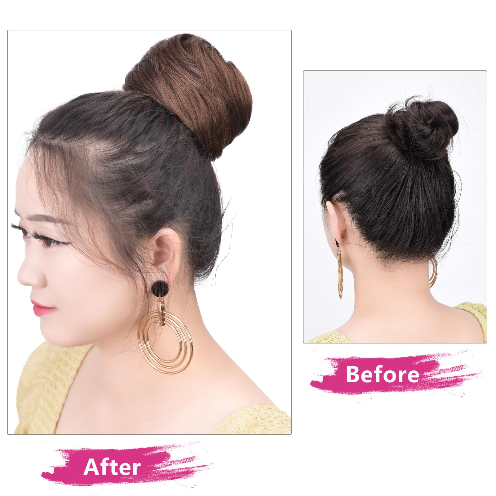 2PCS Brown Fake Hair Buns for Women & Girls - Perfect for Workplace, Bridal, Wedding & Updo Hairstyles - Natural-Looking Hairpiece Accessories