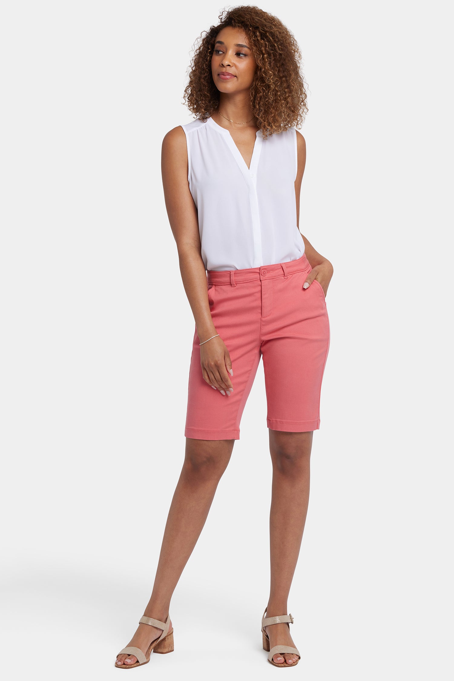 Spiced Coral Bermuda Shorts for Women - Comfortable Summer Casual Shorts with Pockets | Perfect for Beach, Vacation, and Outdoor Activities