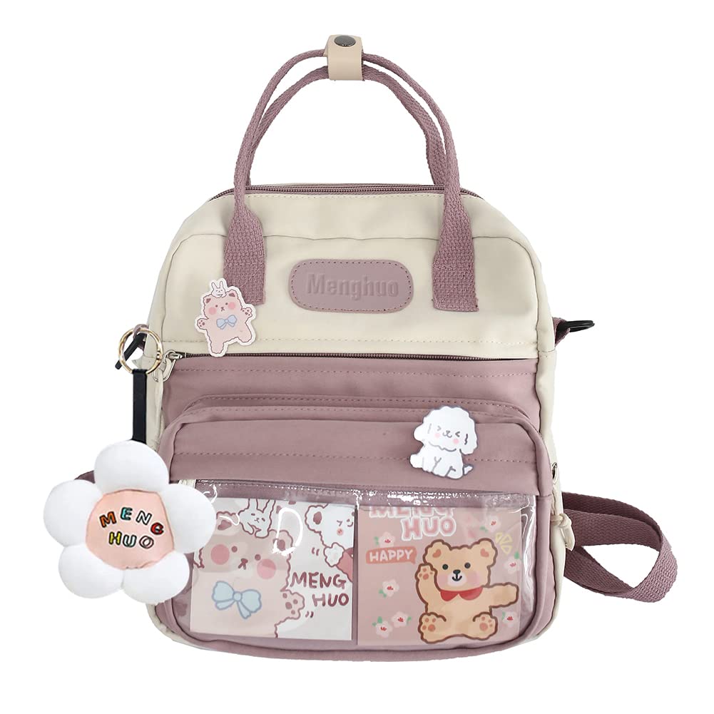 Cute Kawaii Backpack for Women - Stylish Canvas Messenger Bag & Crossbody Tote with Accessories | Perfect for School, Travel, and Anime Conventions