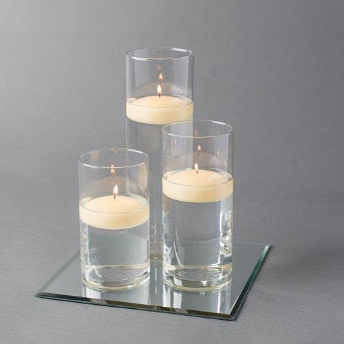 Eastland 48-Piece Square Mirror & Cylinder Vase Centerpiece Set with Richland Floating Candles (10