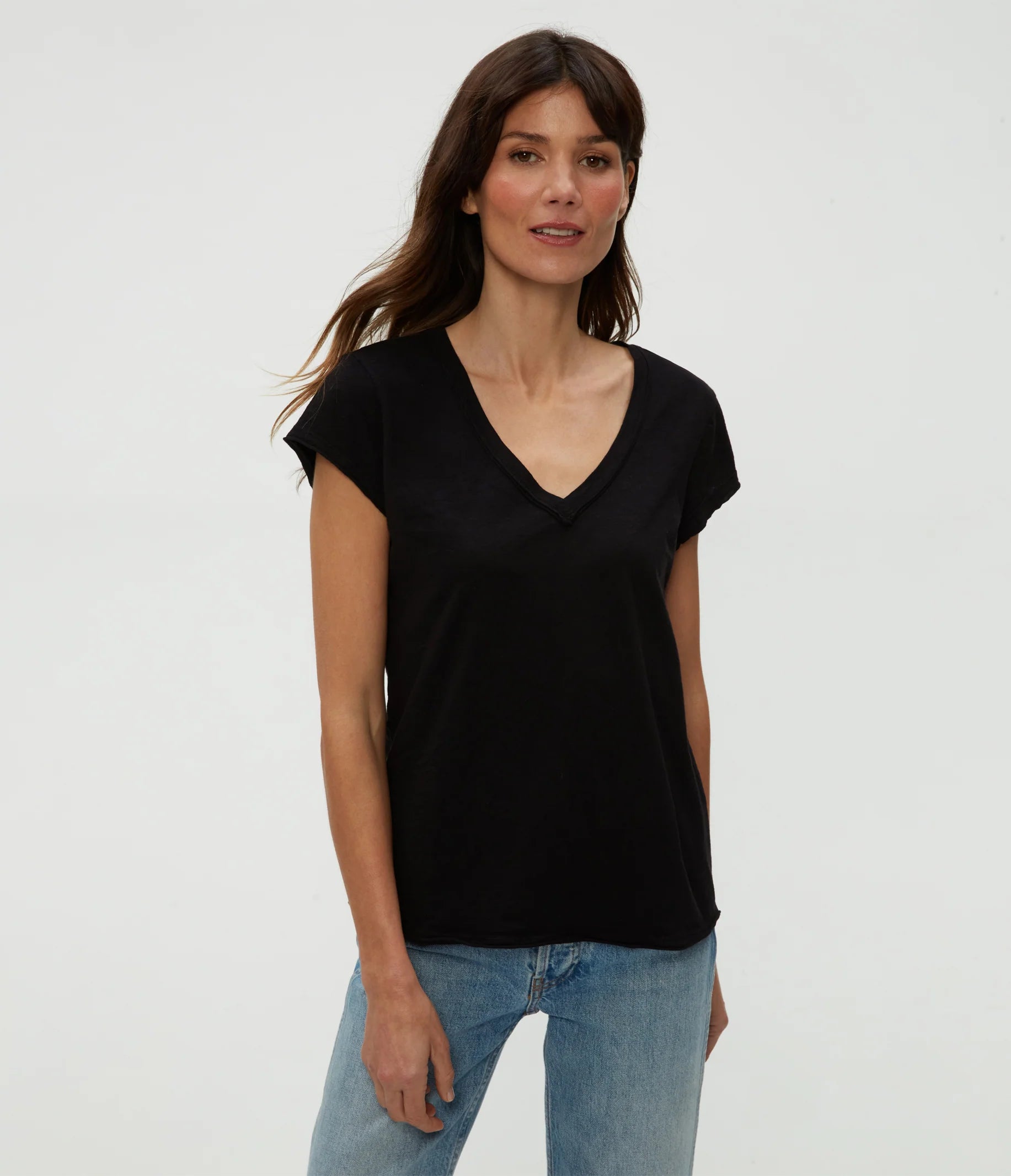 Baxter V Neck T-Shirt for Men - Soft Cotton Comfort Fit Black Tee - Casual Wear, Layering & Everyday Outfits