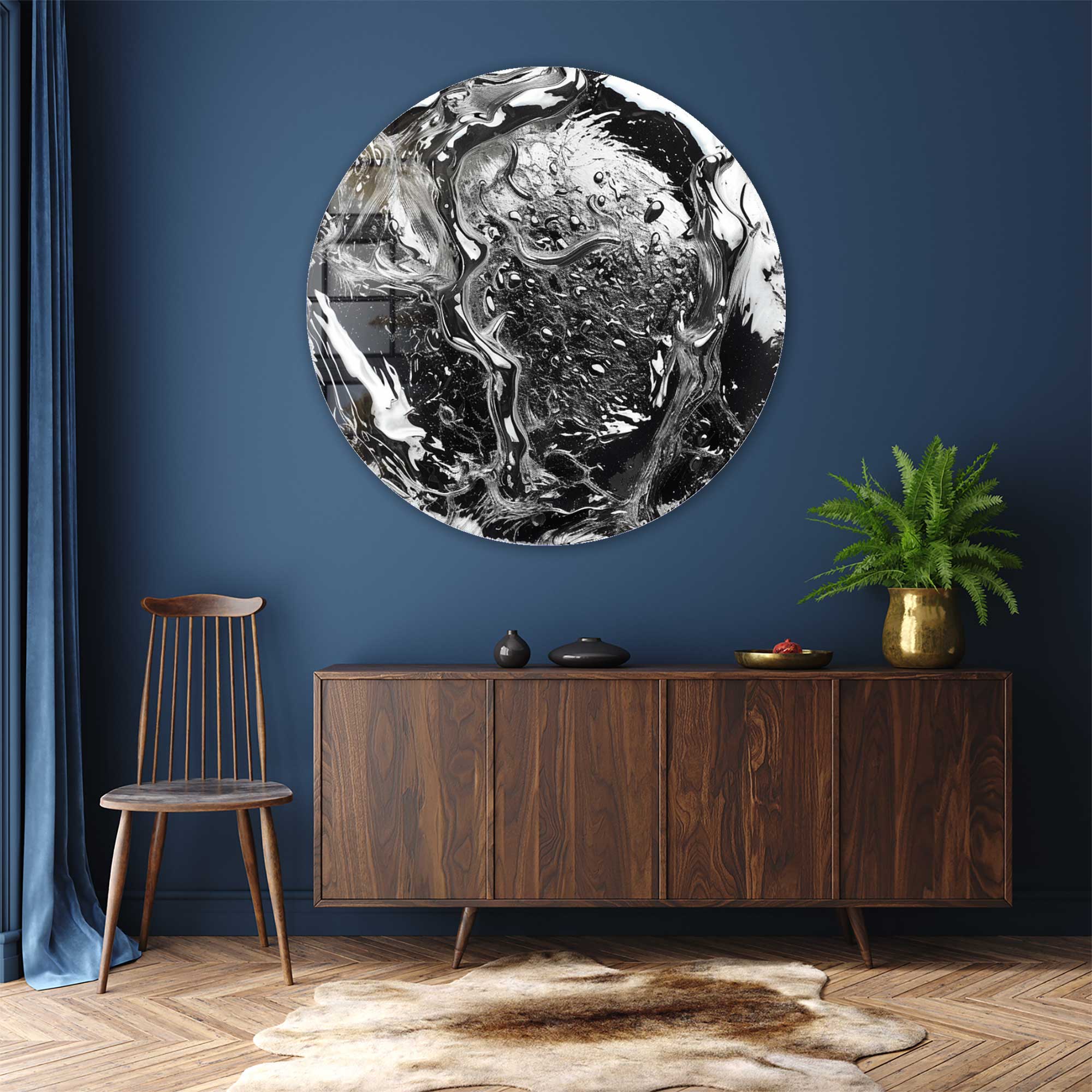 Abstract Pb 82 Rounded Glass Wall Art - Modern Home Decor for Living Room, Bedroom & Office - Elegant Glass Wall Sculpture for Contemporary Interior Design
