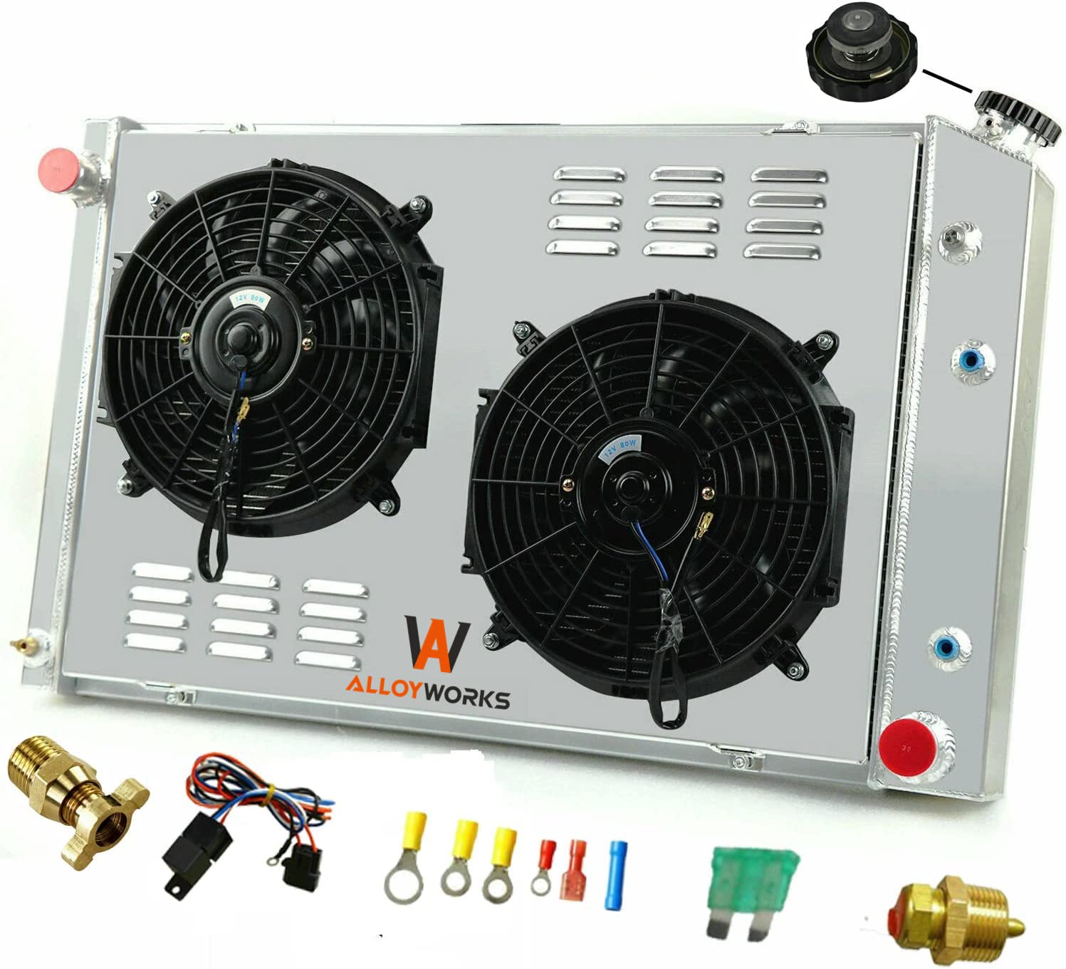ALLOYWORKS 4 Row Radiator with Shroud & Dual 12