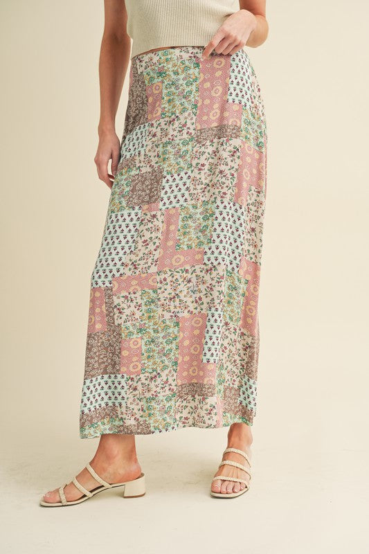 Aemi + Co Floral Printed Maxi Skirt for Women - Boho Summer Beach Dress with Pockets | Perfect for Vacations, Parties & Casual Outings