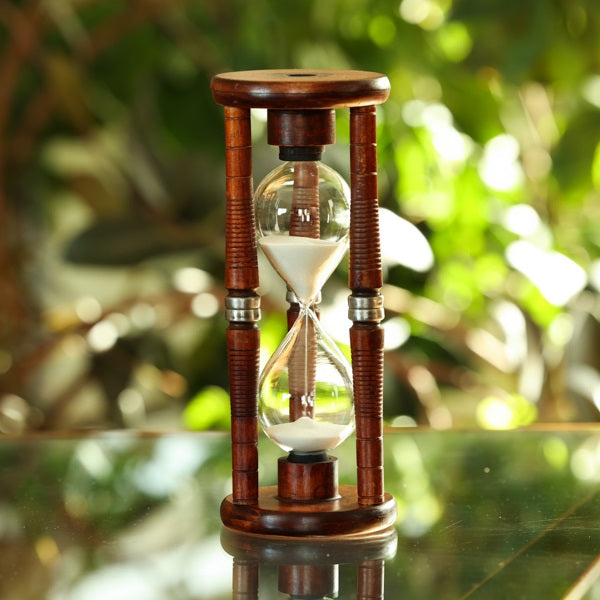10 Minute Antique Wood Sand Timer - Classic Hourglass for Home Office Decor, Kitchen Timer, Meditation & Board Games Accessory