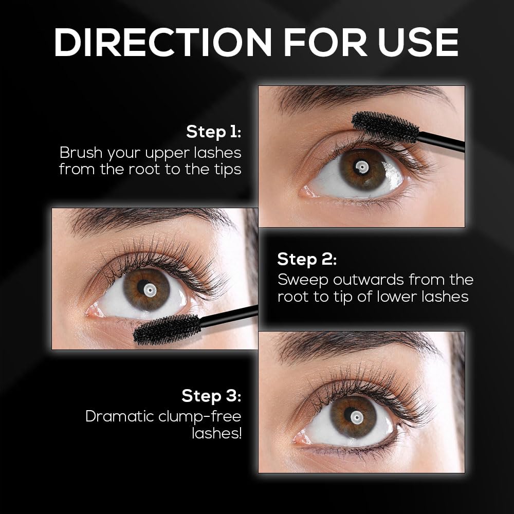RENEE Volumax Mascara Black 10ml - Quick Drying Waterproof Mascara for Long Lasting Volume & Length | Weightless Formula with Intense Color | 360° Clump-Free Brush | Perfect for Day to Night Wear, Special Occasions & Photography