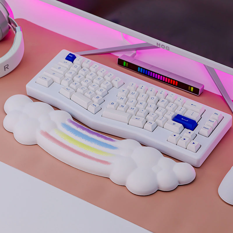 YUNZII Rainbow Cloud Keyboard Wrist Rest - Ergonomic Gel Cushion for Typing Comfort - Perfect for Gaming, Office & Home Computer Use