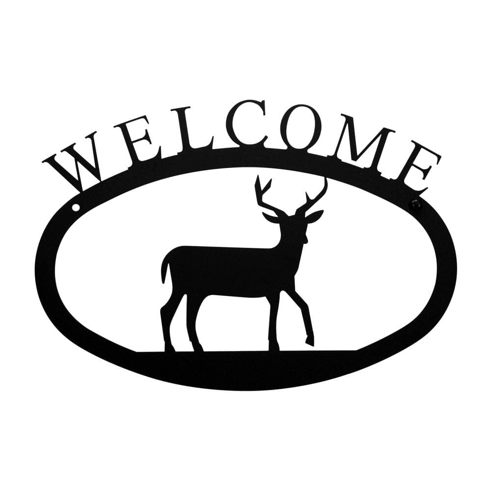 Handcrafted Wrought Iron Deer Welcome Sign - Rustic Home Decor for Porch, Garden & Farmhouse Entryway