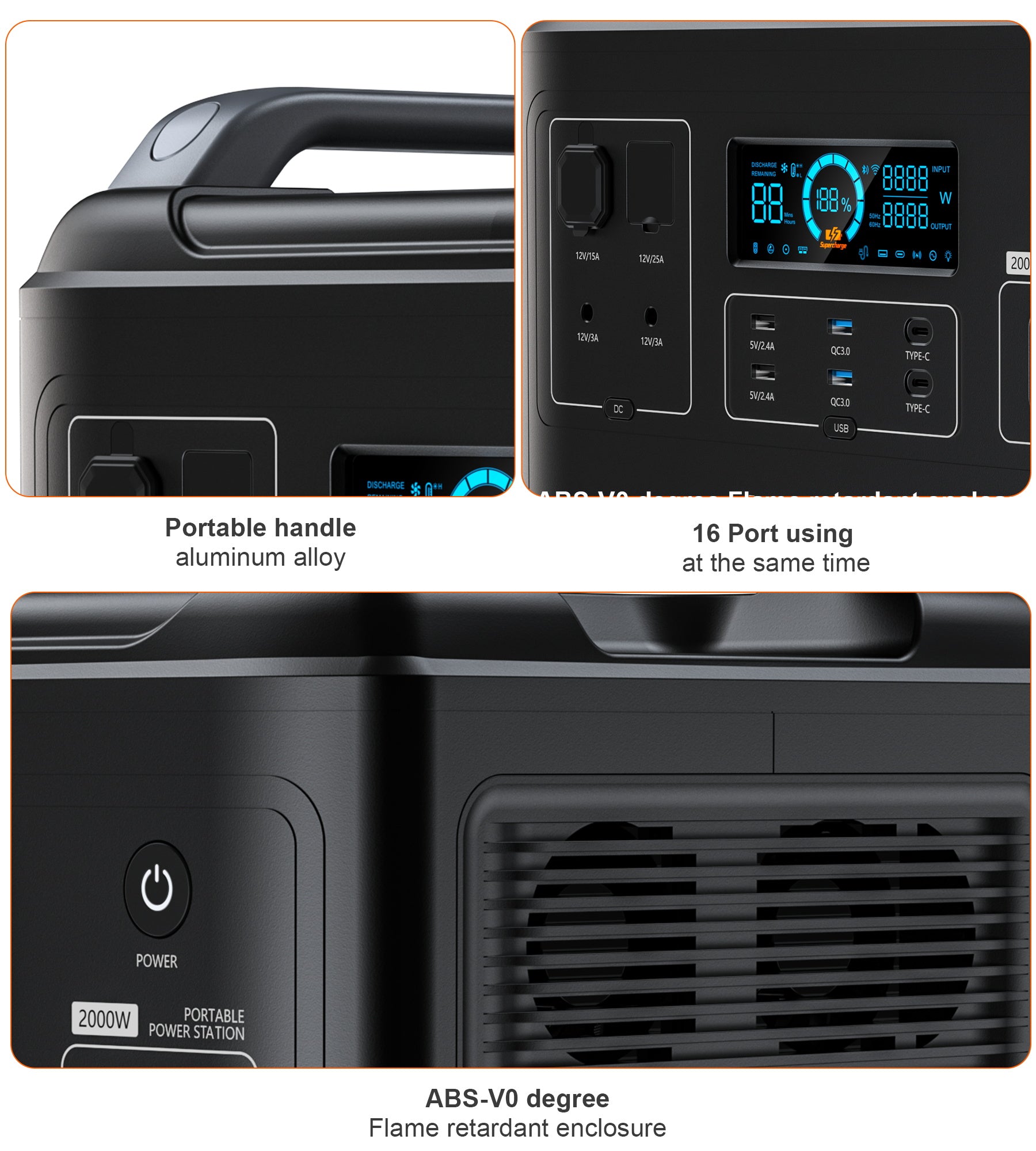 Choetech BS006 2000Wh Portable Power Station with Bidirectional Charging - Perfect for Camping, Emergencies & Off-Grid Power
