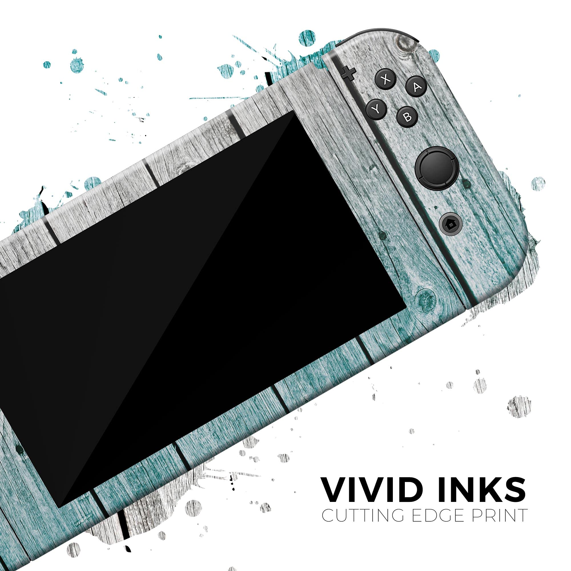Nintendo Switch Dock Skin Decal - Scratch-Resistant Removable Vinyl Wrap Cover - Trendy Teal to White Aged Wood Planks Design - Perfect for Gaming Setup & Home Decor