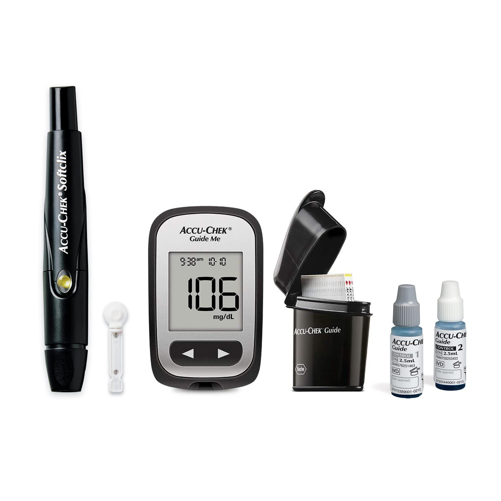 Accu-Chek Softclix Glucose Monitor Kit for Diabetes - Blood Sugar Testing Meter with Lancing Device, 110 Lancets & 100 Test Strips | Home Use for Daily Glucose Monitoring & Diabetes Management