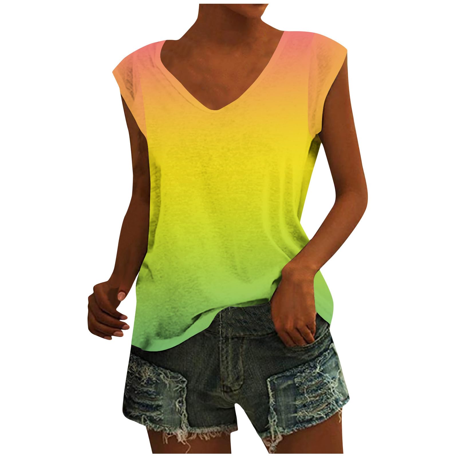 Women's V-Neck T-Shirts Summer Cap Sleeve Casual Tops - Trendy Basic Tees with Solid & Print Aesthetic Designs for Everyday Wear, Work & Outings (Black)