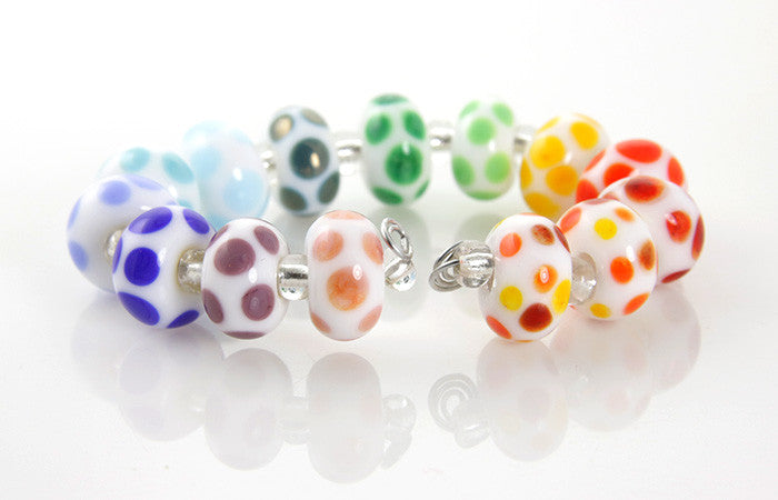 Rainbow Dots Lampwork Glass Beads for Jewelry Making - DIY Bracelets, Necklaces & Craft Projects - Perfect for Handmade Gifts & Artisan Creations