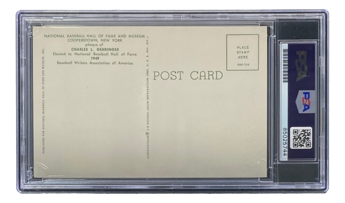 Charlie Gehringer Autographed 4x6 Detroit Tigers Hall of Fame Plaque Card with PSA/DNA Certification #85025744 - Perfect for Baseball Memorabilia Collectors and Tigers Fans Display