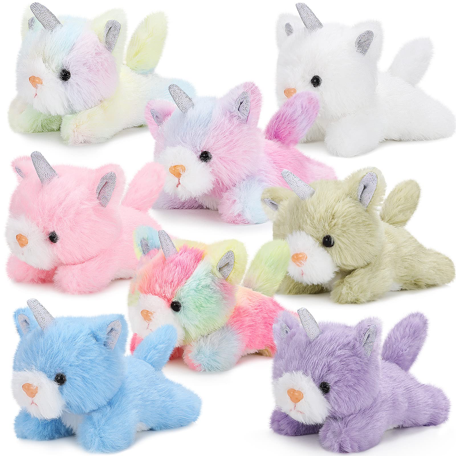 **Sumind 8-Piece 5-Inch Plush Stuffed Animals Bulk Set - Assorted Cute Small Plushie Toys for Kids, Halloween Party Favors, Classroom Prizes, Pet-Themed Decor (Horned Cat) - Perfect for Gifts, Birthday Parties & Nursery Decor**
