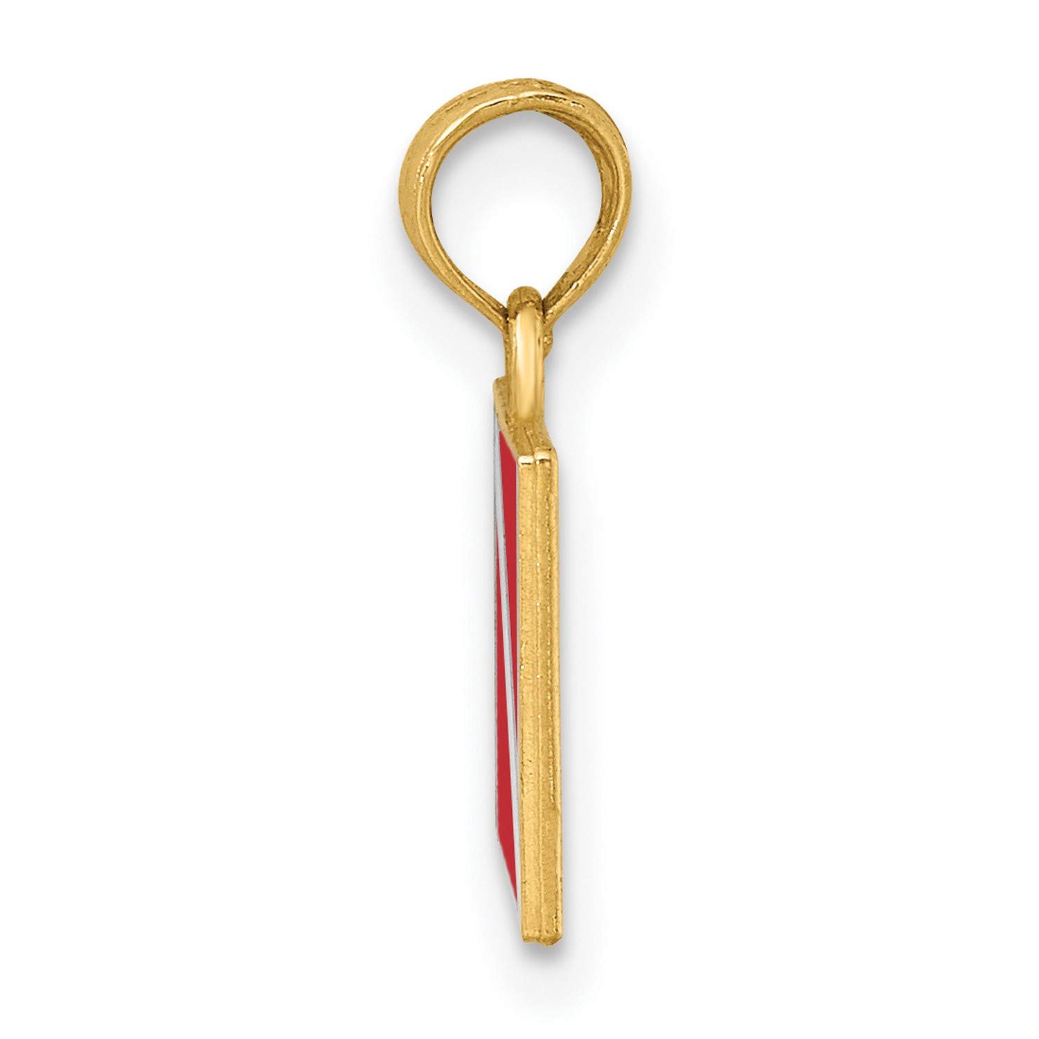 14K Yellow Gold Scuba Diver Down Flag Pendant - Red & White Enamel Design (9mm x 15mm) | Perfect for Scuba Divers, Marine Enthusiasts & Nautical Jewelry Lovers