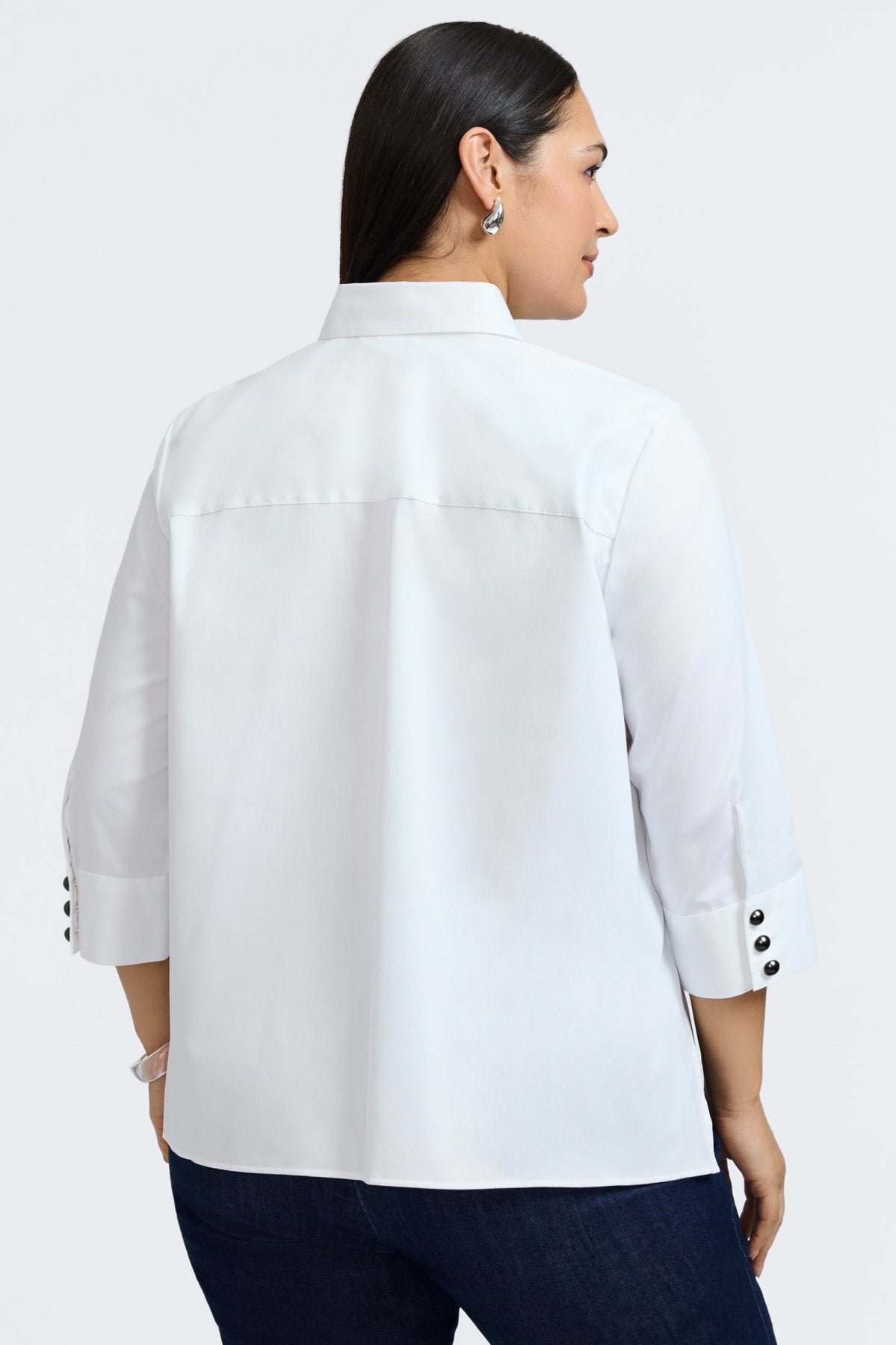 Pearl Plus No Iron Stretch Matte Sateen 3/4 Sleeve Blouse - Wrinkle-Free Comfort for Work & Casual Wear