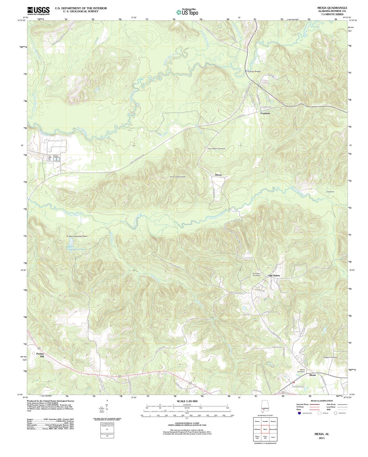 2011 Mexia, AL - USGS Historical Topographic Wall Map - 35x44 Inch Large Vintage Alabama Map for Home Decor & Office Wall Art | Perfect for History Buffs & Map Collectors