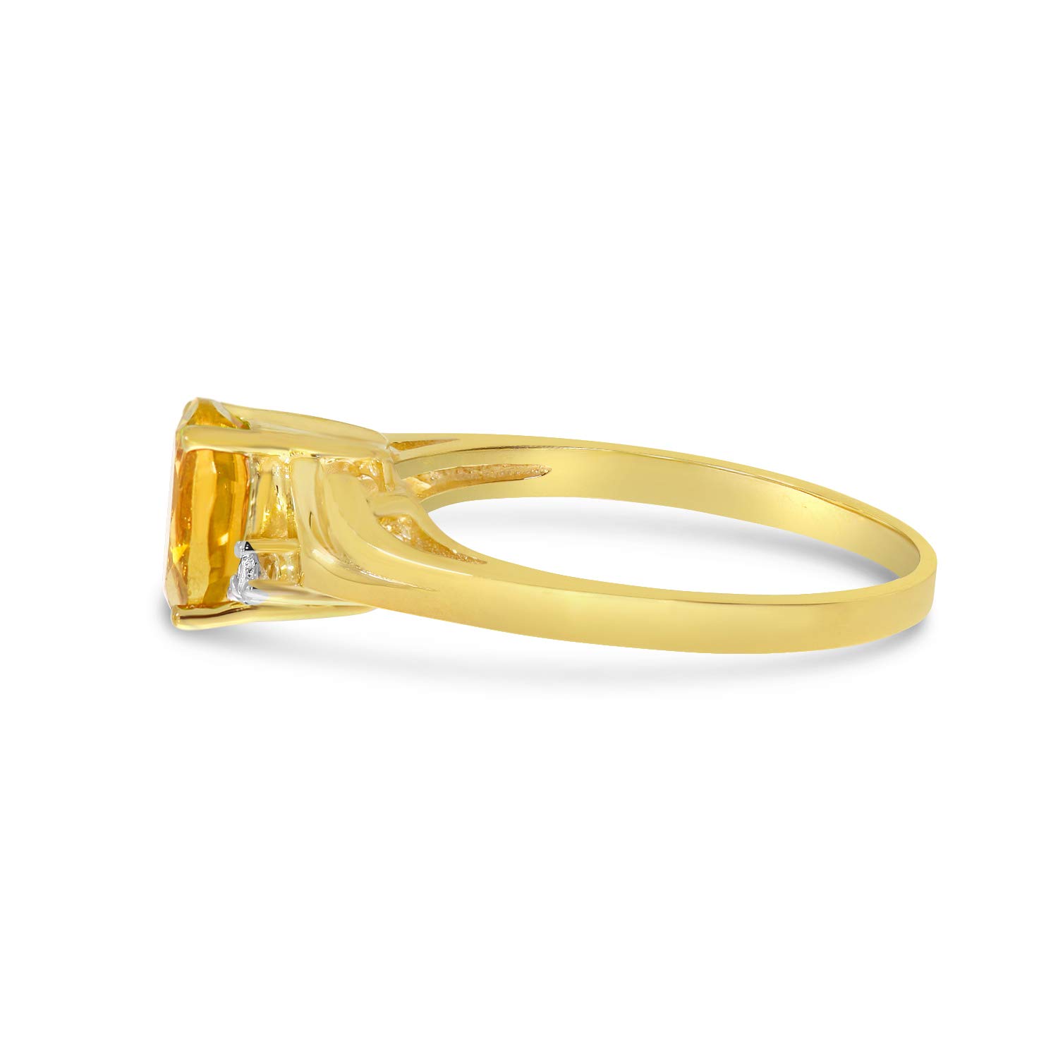 14K Yellow Gold Oval Citrine and Diamond Ring for Women - Elegant Birthstone Jewelry for Engagement, Anniversary & Special Occasions