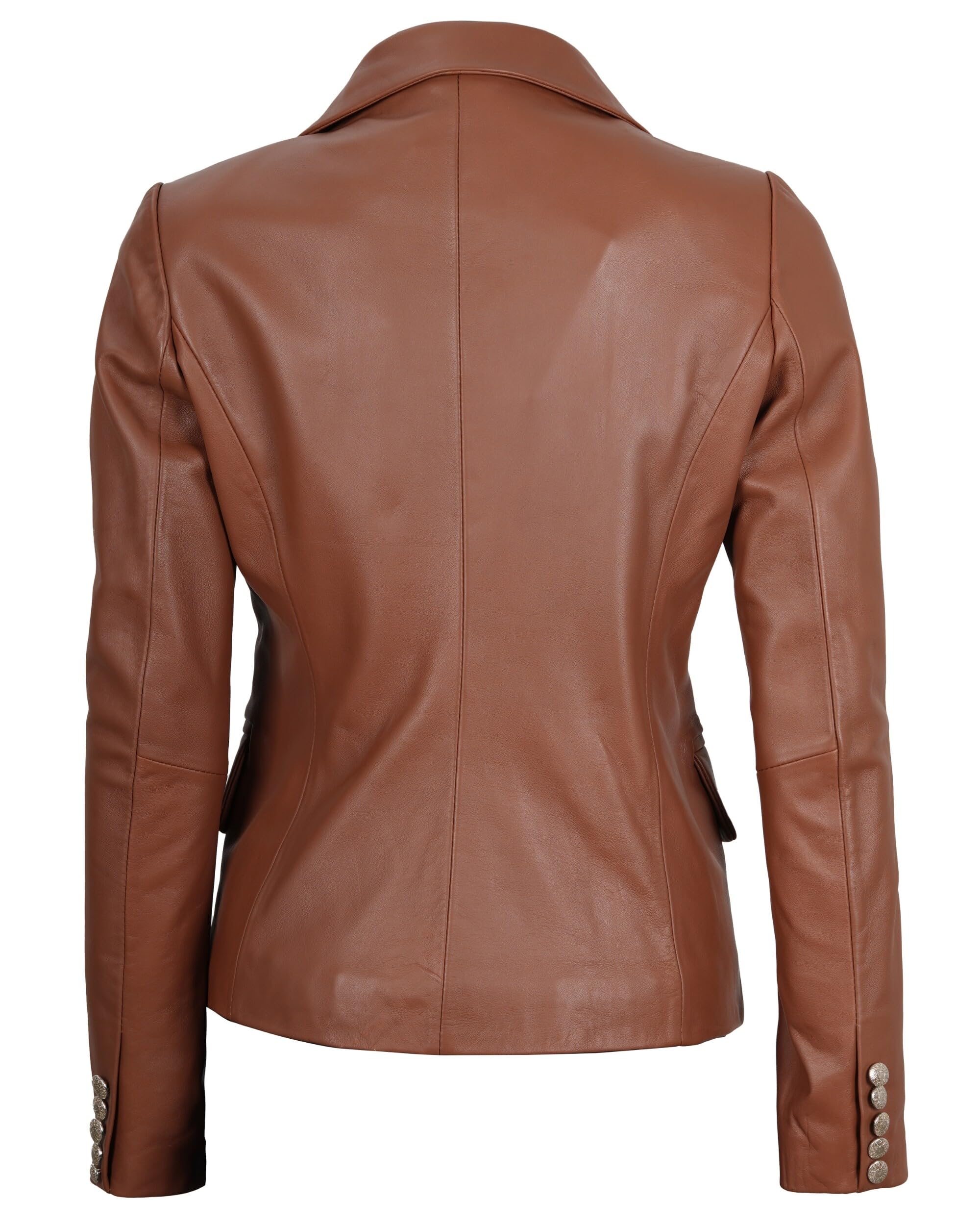 Women's Real Lambskin Leather Blazer Jacket - Business Casual Blazers for Work & Office - Premium Faux Leather Jacket for Professional Women | Perfect for Business Meetings, Office Wear & Smart Casual Outfits